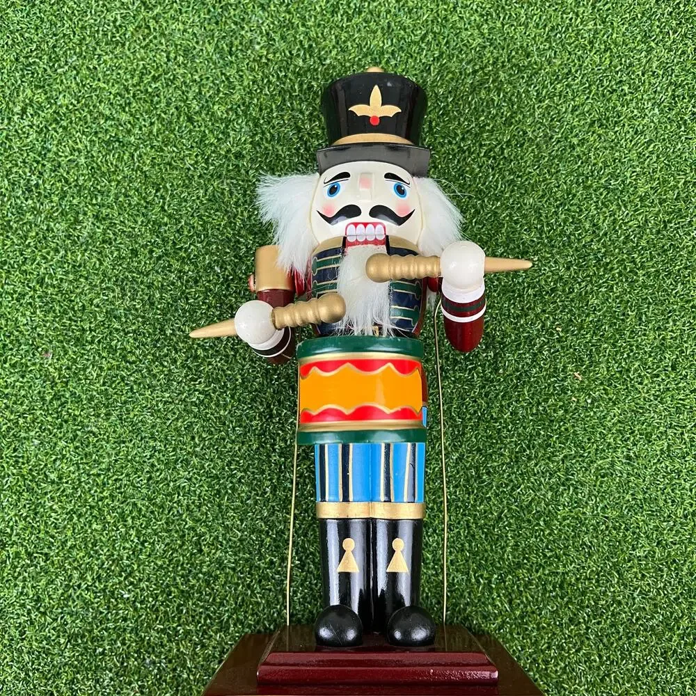 Vintage Wooden Nutcracker Drummer Music Box